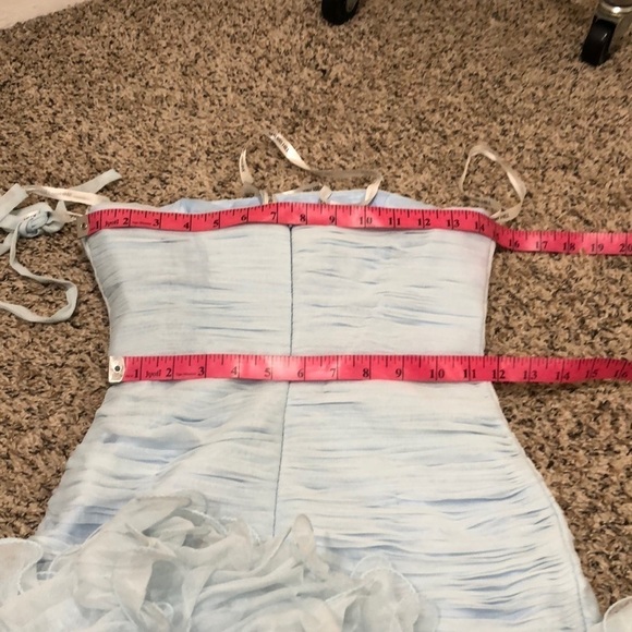 NWT Sherri Hill Dress Size 2 Pastel Ice Blue Rhinestone Floral Appliqué Ruffle - Picture 6 of 10